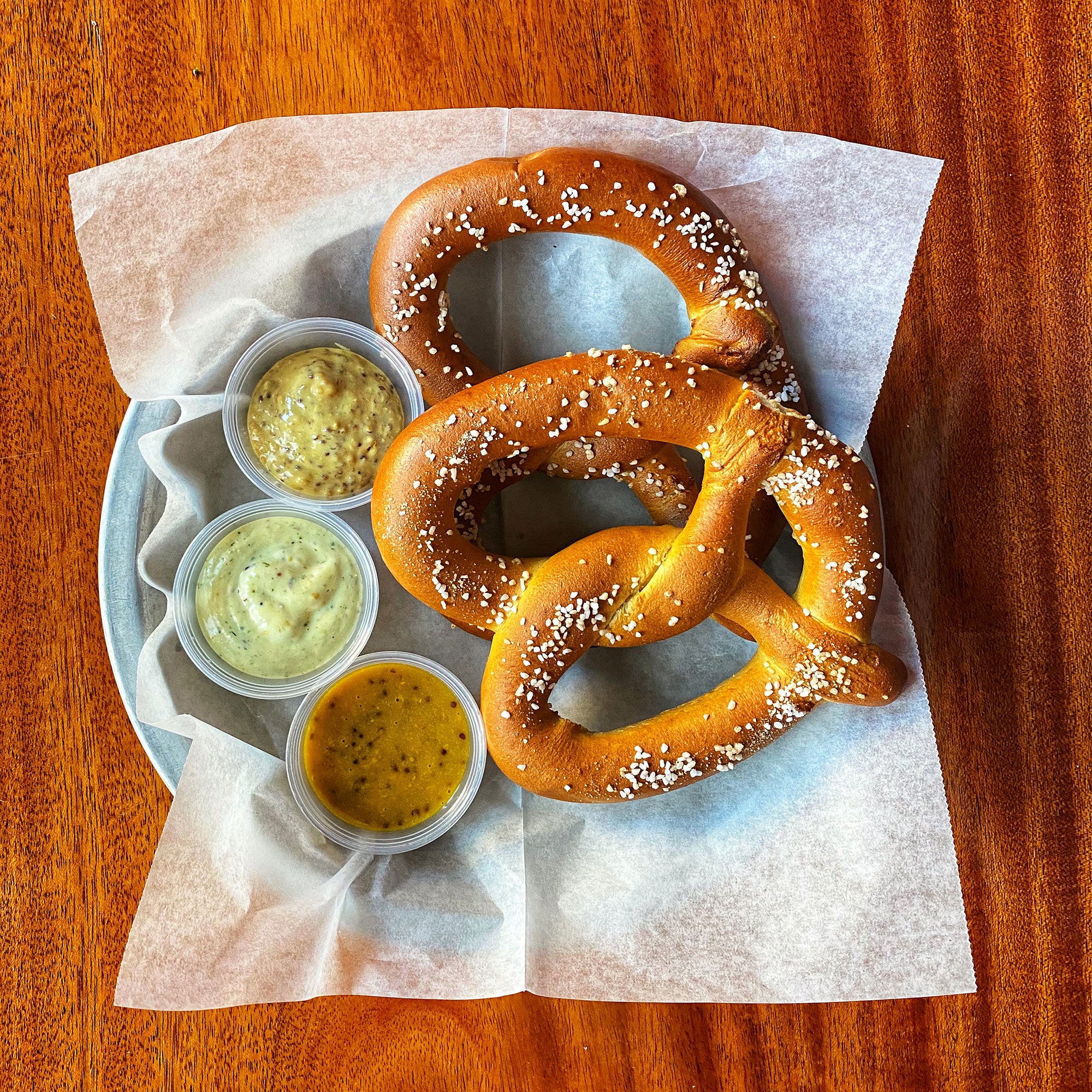 mustard and pretzels
